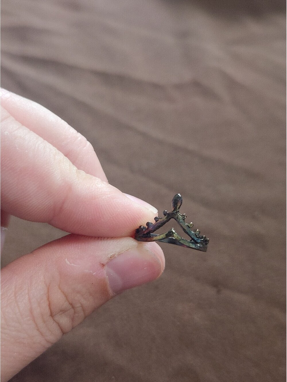 Vintage Crown-Shaped Metal Ring Size 6.5